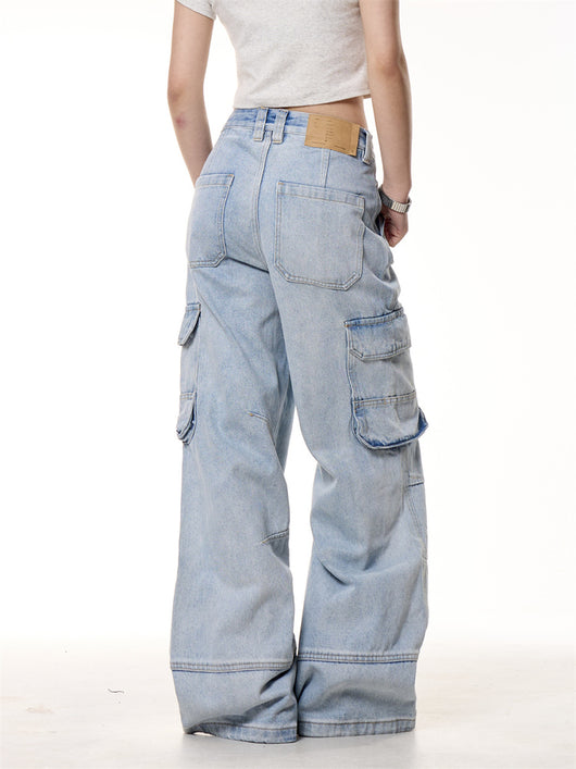 Jeans Rectos Vintage con Bolsillos Lavado Retro - Image 12