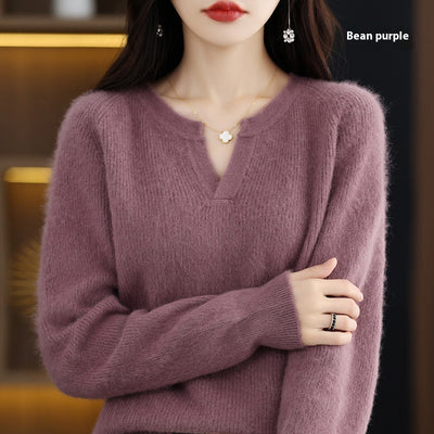 Suéter de Visón Otoño Invierno Mujer Talla Grande Holgado con Forro Polar - Image 11