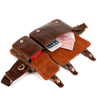Bolsa Táctica de Cuero para Hombre - Bandolera Multi-Bolsillos en Cuero Genuino - Image 12