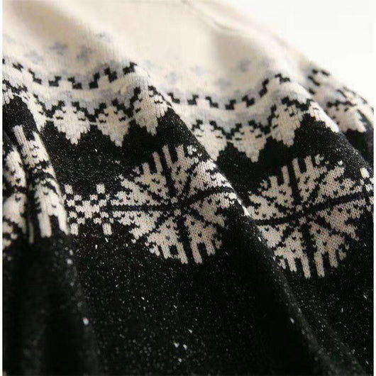 Suéter Retro de Cuello Alto con Copo de Nieve - Tejido Suelto para Otoño e Invierno - Image 4