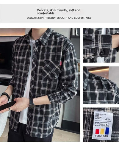 Camisa Casual Cuadros Estilo Hong Kong para Jóvenes - Image 36