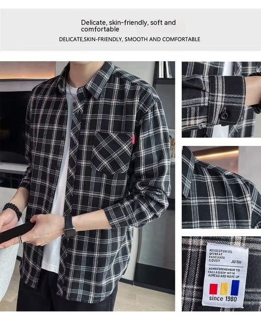 Camisa Casual Cuadros Estilo Hong Kong para Jóvenes - Image 36