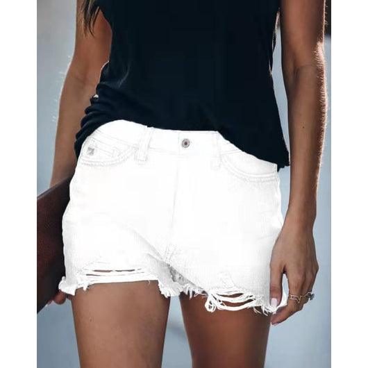 Shorts Vaqueros Rotos con Flecos Estilo Sexy - Image 7