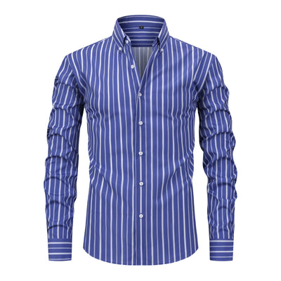 Camisa Estampada Digital a Rayas con Cuello Solapa - Manga Larga para Hombre - Image 6