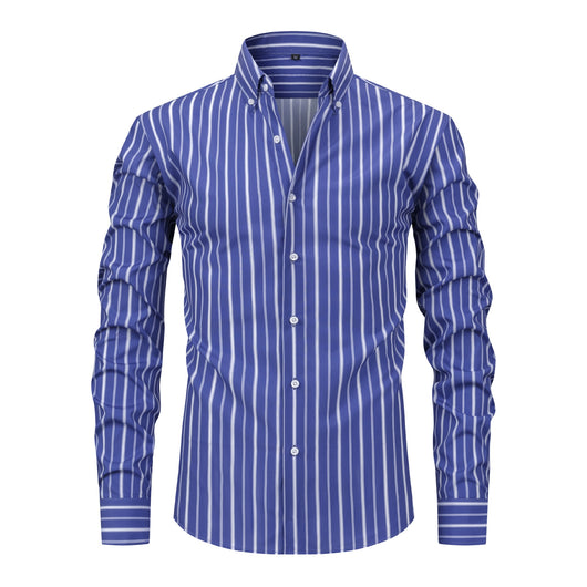 Camisa Estampada Digital a Rayas con Cuello Solapa - Manga Larga para Hombre - Image 6