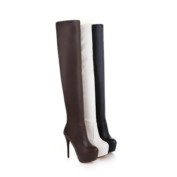 Botas Over-the-knee con Plataforma y Tacón Alto Stretch