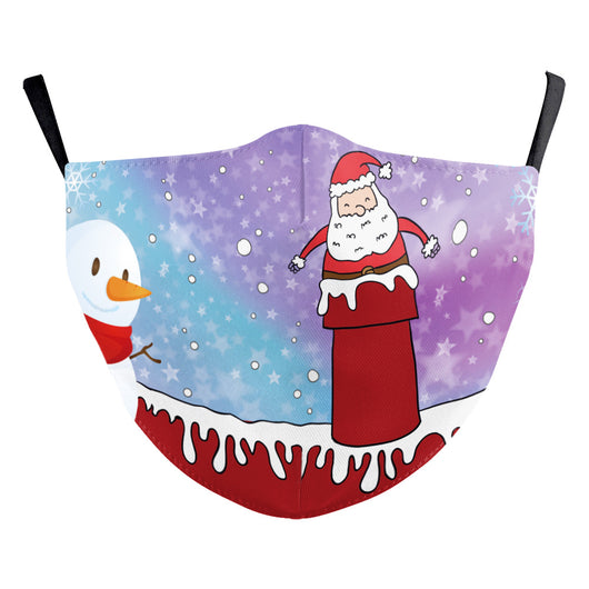 Christmas dust mask with a digital print of a black and white dog wearing a Santa hat and holding a candy cane. - Image 8
