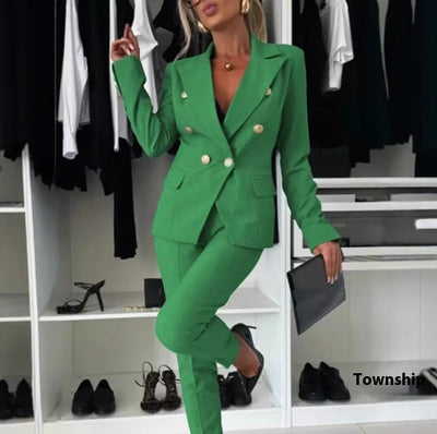 Blazer Doble Botonadura Slim con Pantalón Deportivo Mujer - Image 5