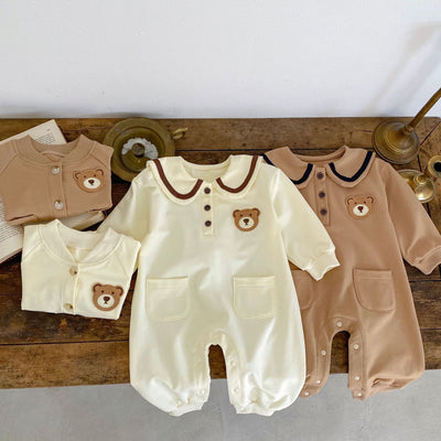 Abrigo Romper con Cuello Tipo Solapa - Diseño Osito para Bebé