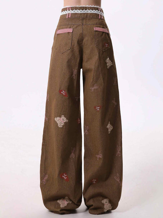 Jeans Harajuku Rectos Bordados Cómodos de Pierna Ancha - Image 10