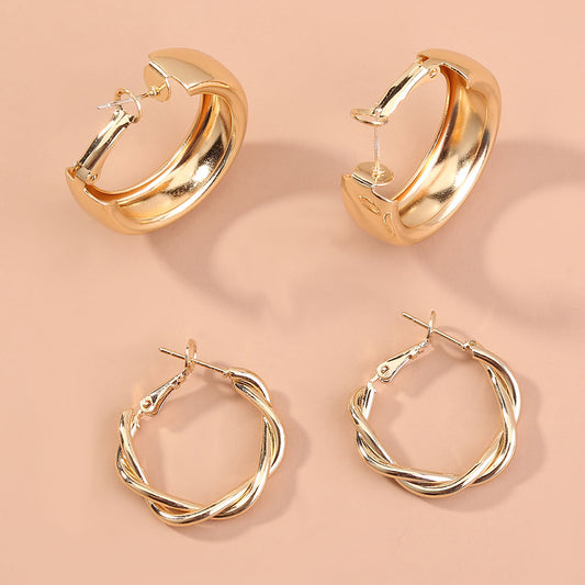 Aretes Geométricos C-Shape | Juego de Combinables Elegantes y Minimalistas - Image 2
