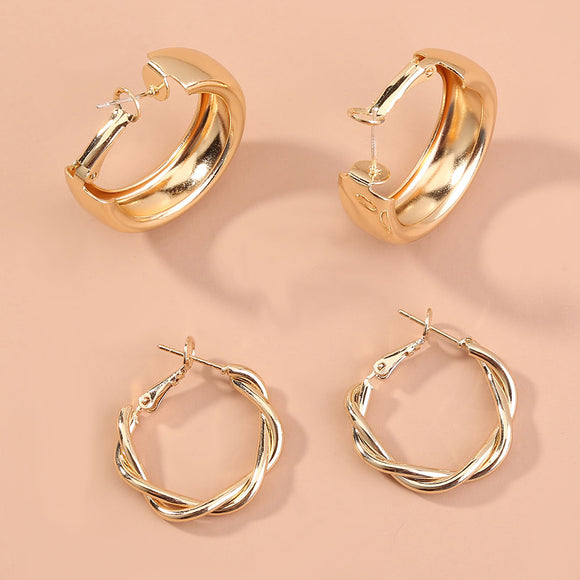 Aretes Geométricos C-Shape | Juego de Combinables Elegantes y Minimalistas