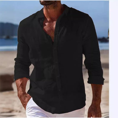 Camisa Casual de Algodón y Lino para Hombre - Image 15