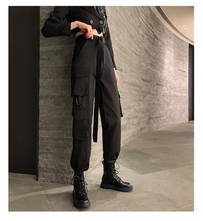 Pantalones Casuales Rectos de Cintura Alta con Cordón en Poliéster para Mujer - Image 9