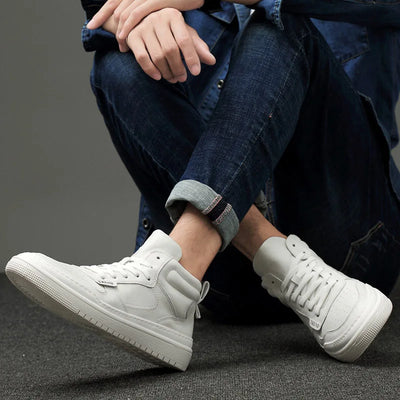 Tenis Altos de Cuero Coreanos para Hombre - Estilo Urbano Deportivo - Image 14