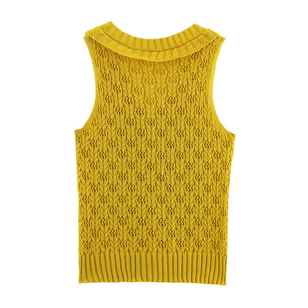 Chaleco Tejido Amarillo Sweet Style - Versatilidad y Elegancia Sin Mangas
