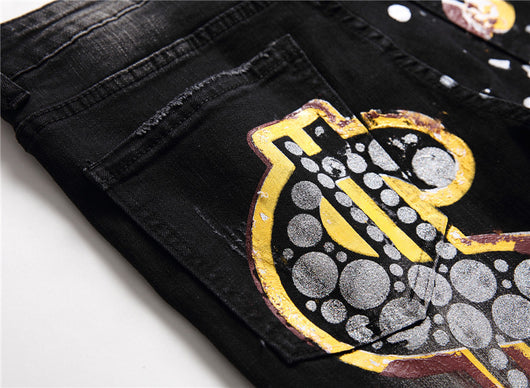 Pantalones Denim Slim Fit con Diseño de Personalidad para Discoteca - Image 4