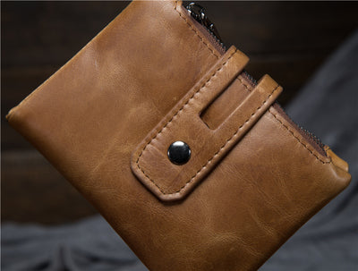 Billetera de Cuero Encerado para Hombre con Doble Cierre y Protección Antirrobo - Image 8