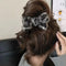 Clip Tiburón de Felpa Leopardo con Moño para Recogido Elegante