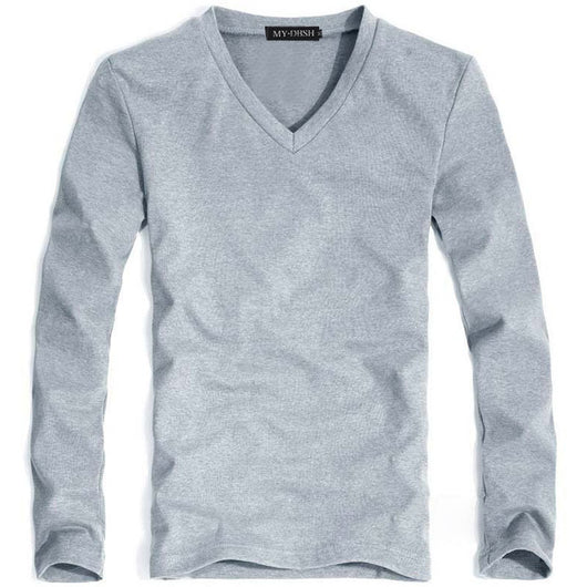 Camiseta Slim Fit Hombre Colores Sólidos Primavera Otoño - Image 17