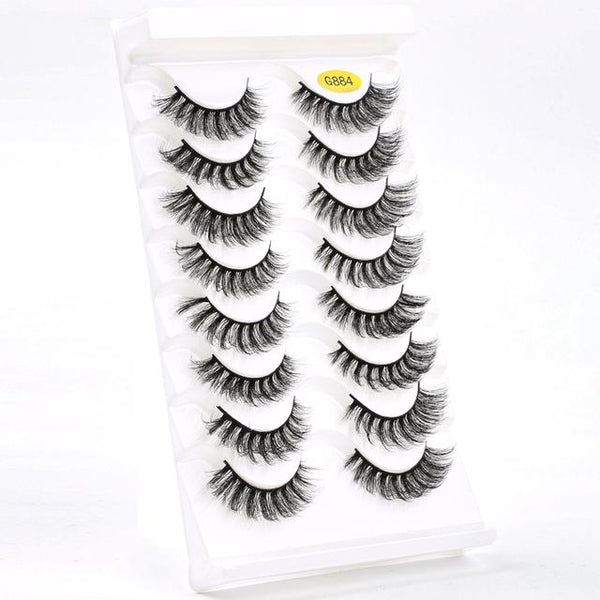 Pestañas Postizas 3D Volumen Doble - 8 Pares Efecto Natural Rizadas