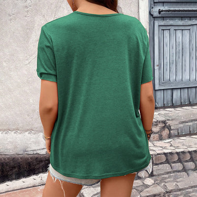 Blusa Suelta con Encaje y Escote en V - Tejido Versátil Casual - Image 2