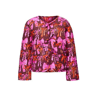 Chaqueta con Lazo Estampado, Cuello Redondo y Cordones Reversible - Image 5