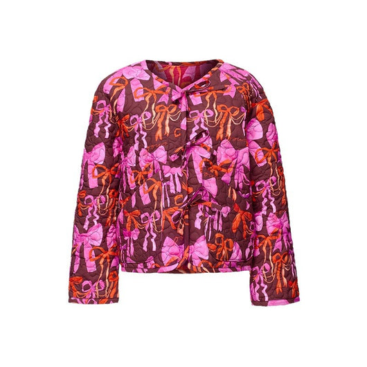 Chaqueta con Lazo Estampado, Cuello Redondo y Cordones Reversible - Image 5