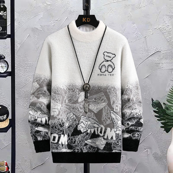 Suéter Hip Hop Patchwork Cuello Redondo para Hombre
