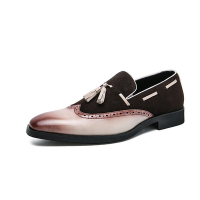 Mocasines de Cuero con Flecos Estilo Británico Punta Afilada Degradado - Image 9