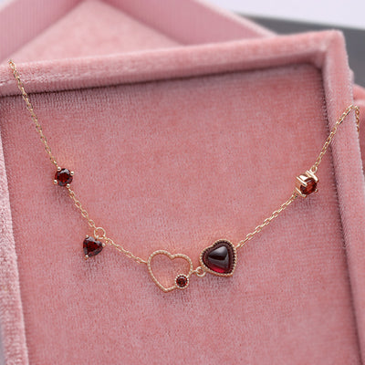 Pulsera Corazón Granate Rojo para Mujer - Image 10