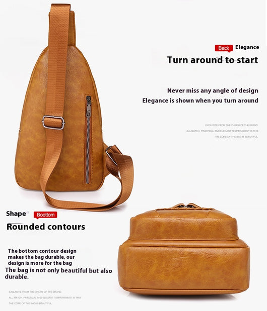 Bolso de Cuero PU Texturizado con Compartimento en el Pecho - Image 40