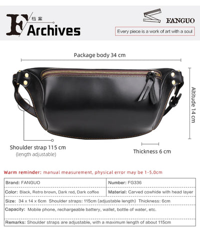 Bolso de Pecho de Cuero Genuino para Hombre - Bandolera Retro Estilo Casual - Image 14