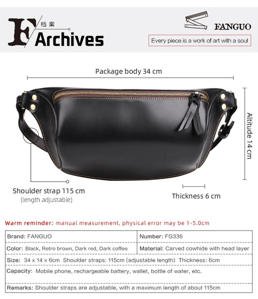 Bolso de Pecho de Cuero Genuino para Hombre - Bandolera Retro Estilo Casual - Image 14