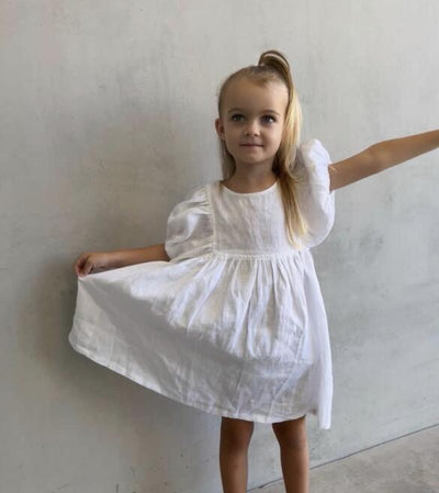 Vestido Niña Algodón y Lino con Mangas Abullonadas - Image 16
