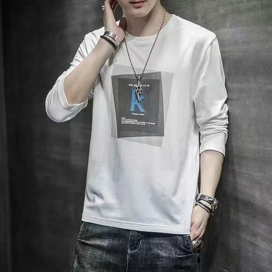 Camiseta Manga Larga Hombre Cuello Redondo Slim Fit Estilo Coreano - Image 6