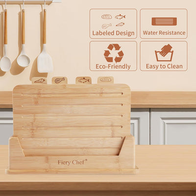 Juego de 4 Tablas para Cortar Frutas y Verduras con Soporte