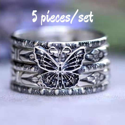 Juego de Anillos Mariposa Retro Tendencia Europa y América - Image 9