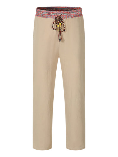 Pantalones de Lino Retro con Parches para Hombre - Image 7