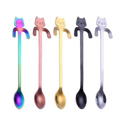 Cucharilla de Café con Mango de Gato Divertido en Acero Inoxidable 304 - Image 22