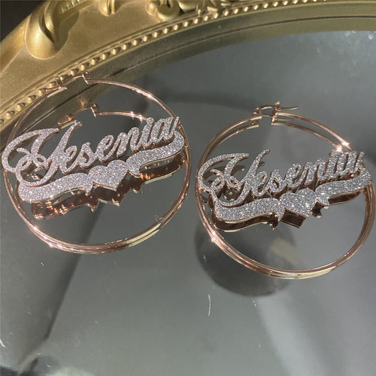 Aretes Personalizados de Acero Inoxidable con Nombre y Circonitas - Image 11