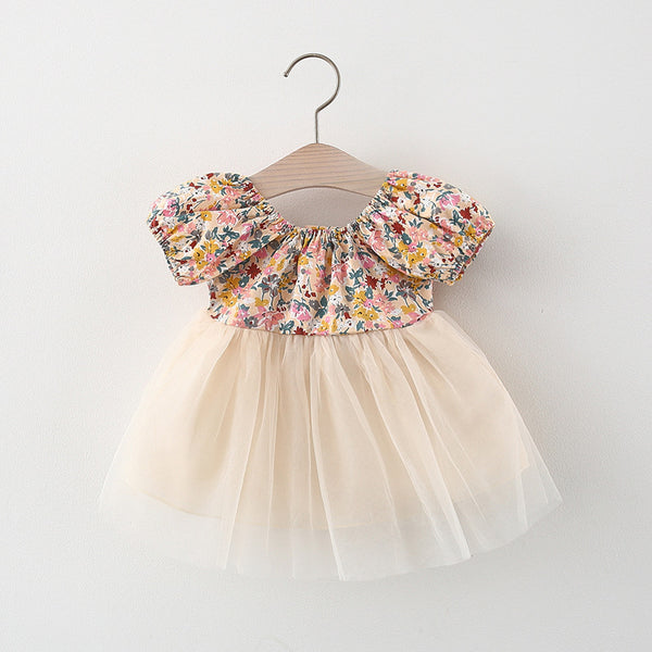 Vestido Infantil Floral Manga Corta