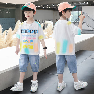 Conjunto Infantil Estilo Coreano Occidental - Ropa Holgada y Moderna para Niños Grandes - Image 8