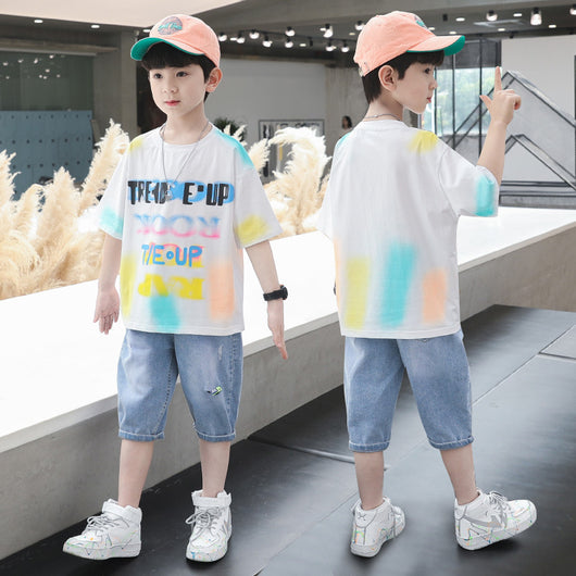 Conjunto Infantil Estilo Coreano Occidental - Ropa Holgada y Moderna para Niños Grandes - Image 8