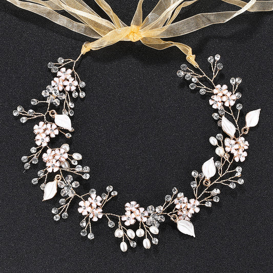 Diadema Perla Artesanal con Flor de Aleación - Image 2