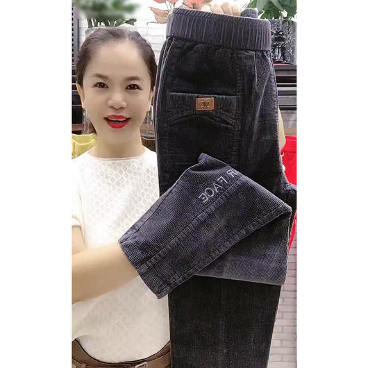 Pantalones Pencil Cintura Alta Estilo Coreano en Pana Suelta - Image 13