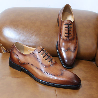 Zapatos Oxford de Cuero Grabados para Hombre - Estilo Brogue Británico - Image 19