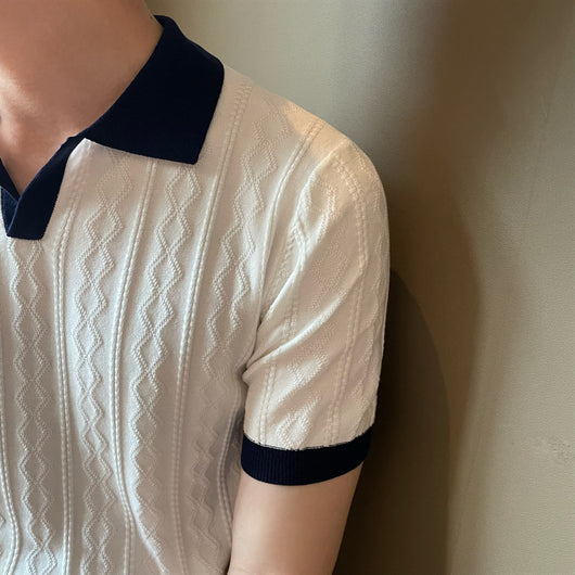 Polo Slim Fit Textura Jacquard con Solapa V y Stretch - Image 6