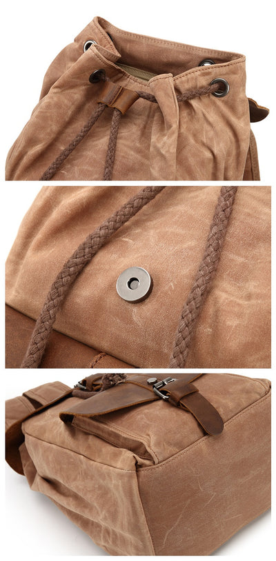 Mochila de Viaje Impermeable Cuero Crazy Horse y Lona para Hombre - Image 18