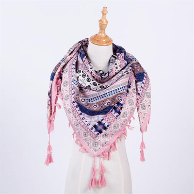 Pañuelo Cuadrado Étnico con Flecos y Jacquard - Image 2